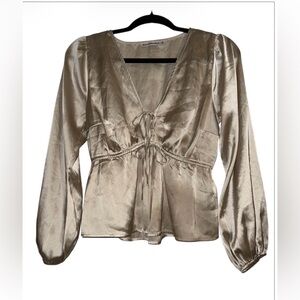 Abercrombie & Fitch Satin Blouse in Cream